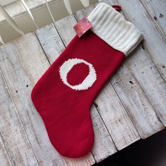 NWT St. Nicholas Square Initial O knit stocking Large 20 inch long - Picture 1 of 4
